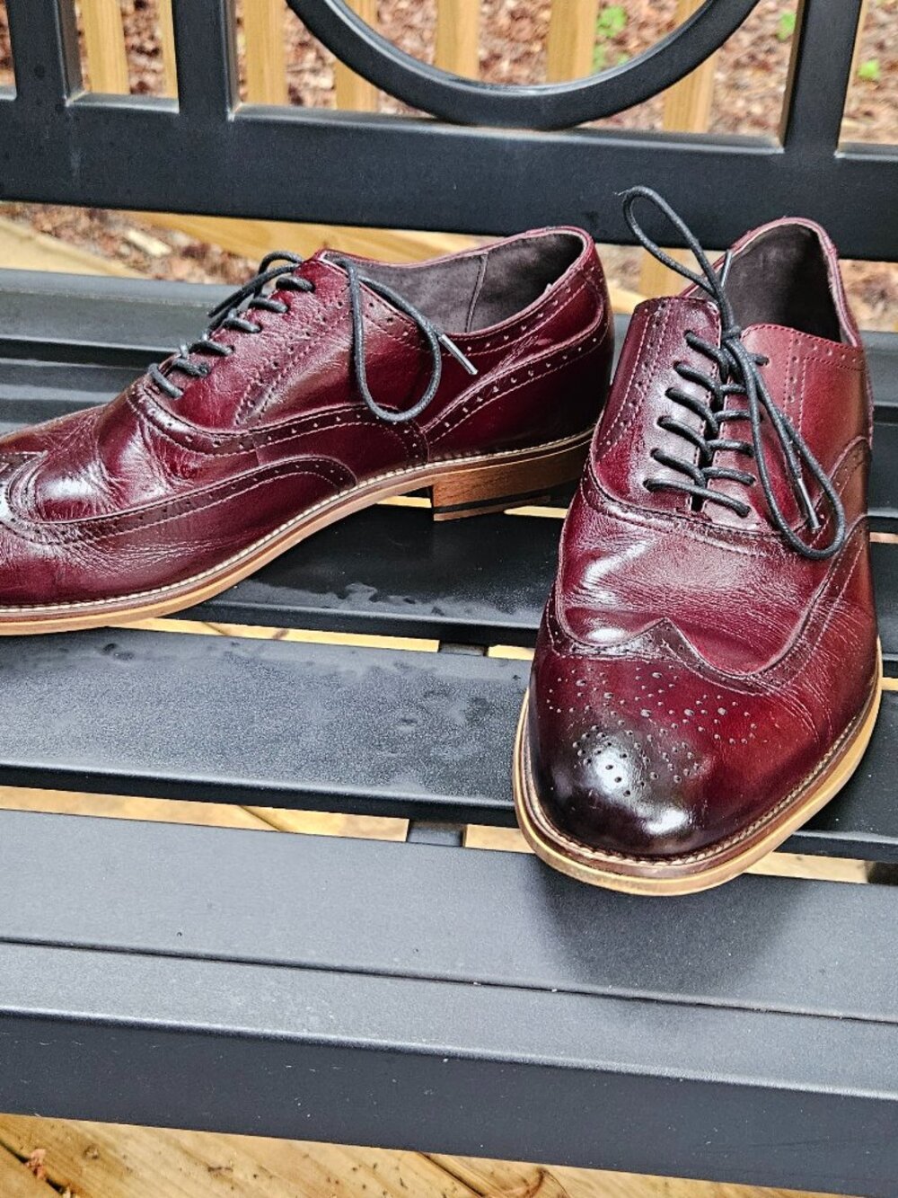 STACY ADAMS Men’s Dunbar Wing Tip Oxford Burgundy Shoe Sz 13M